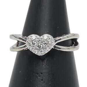 Ponte Vecchio Diamond Heart Motif Ring 18K White Gold